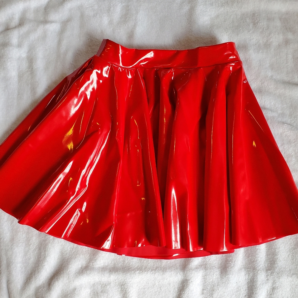Blackmilk Red PVC Circle Skater Skirt